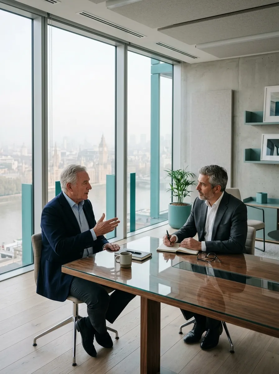 Executive advisory strategic dialogue in a modern executive boardroom